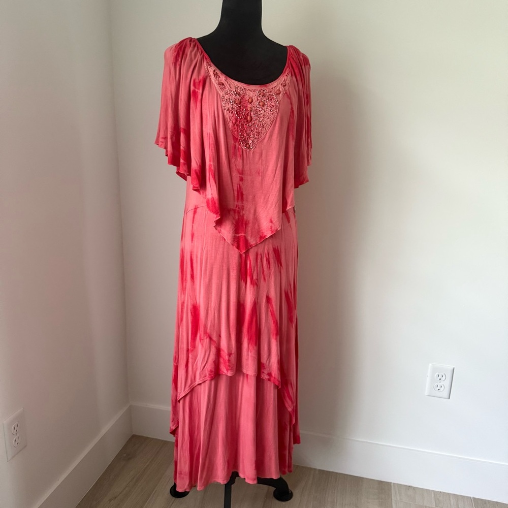 Reba Cap Sleeve Pink Dress Large BNWT